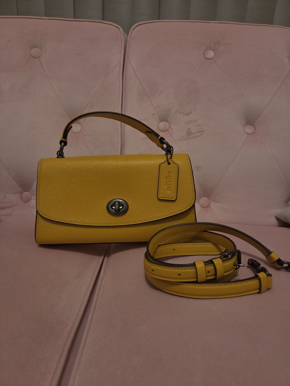 Coach Mustars Yellow Leather Top-Handle Crossbody Bag